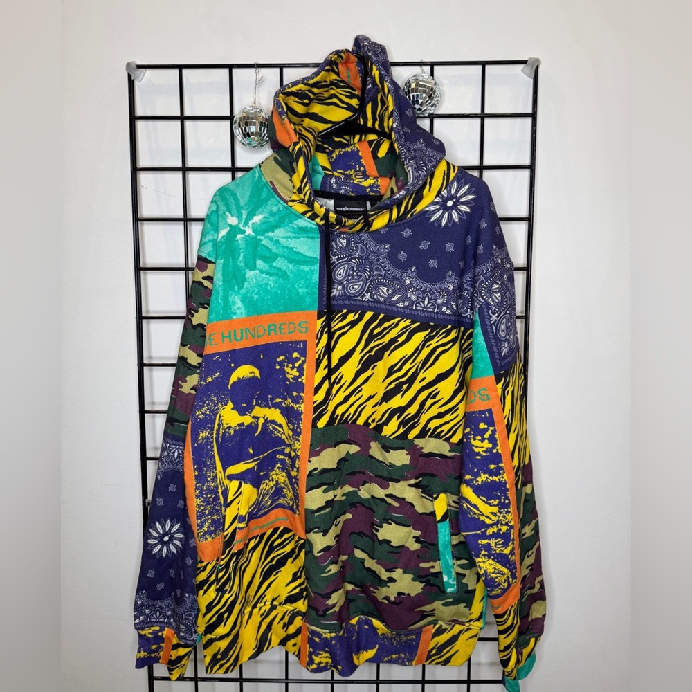 The Hundreds Mixed media printed pullover jacket with hood, Men Size L
